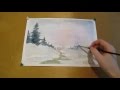 Как нарисовать легкий зимний пейзаж. How to draw an easy winter landscape