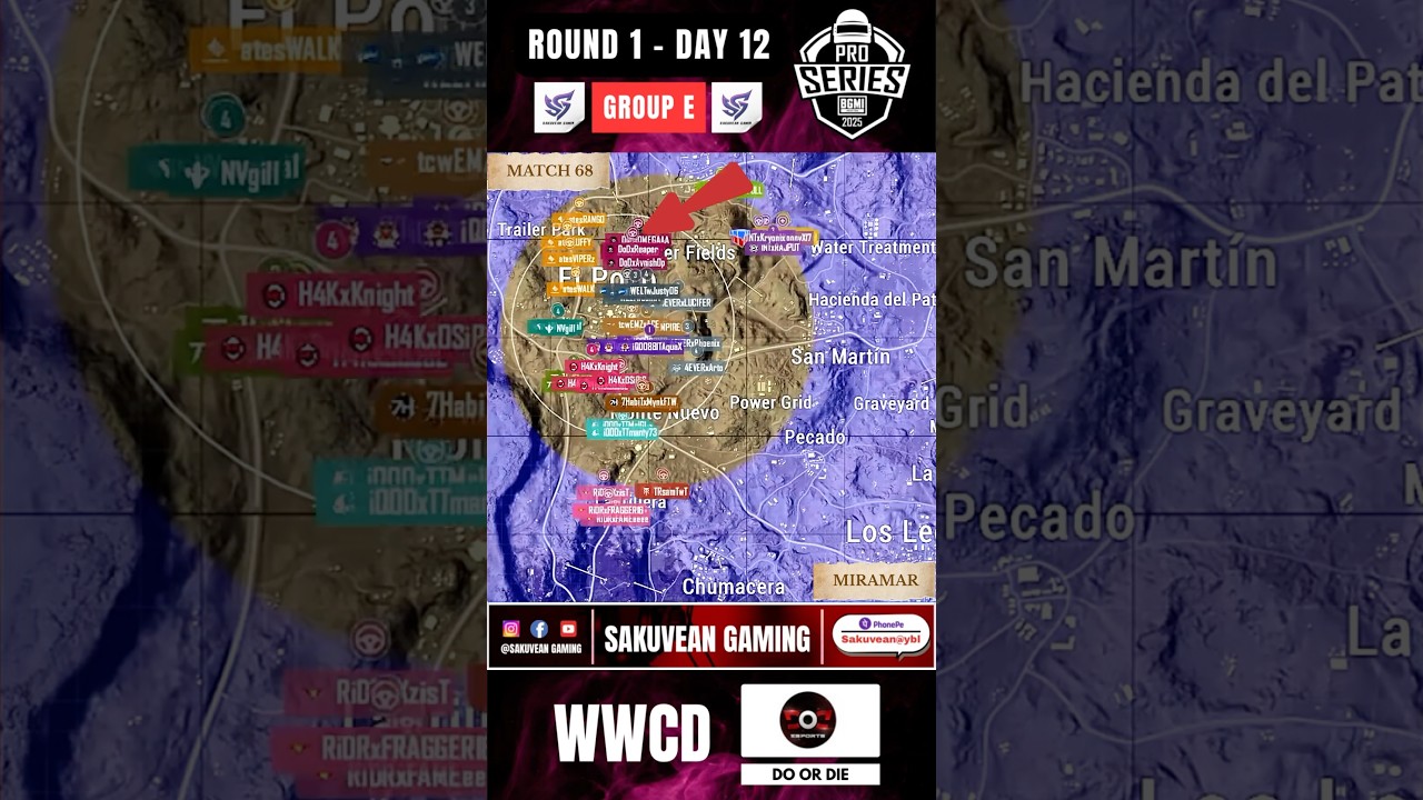 DO OR DIE WWCD ROTATIONS | BMPS 2025 | GROUP E - DAY 12 | MATCH 68 - MIRAMAR | ROUND 1