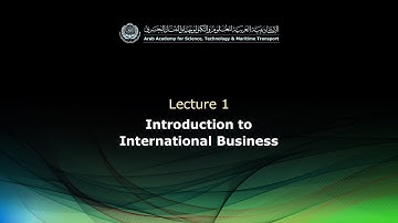 ELT326 - Lecture 1: Introduction to International Business