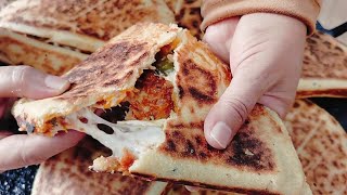 فكرة عشاء سهل خفيف و لذيذ كسرة محشية بحشو إقتصادي مكونات متوفرة في كل بيت