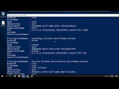 Listing AD accounts using PowerShell on Windows Server 2016