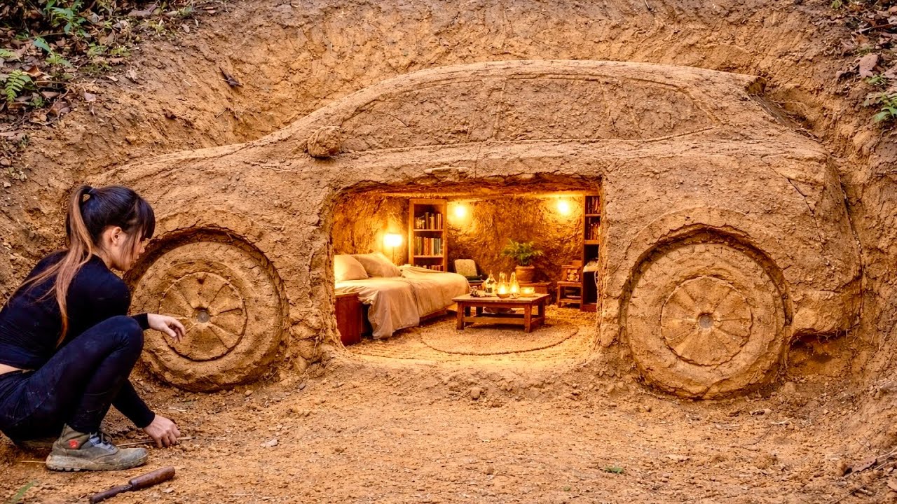 Build an underground shelter, survive alone in the wilderness. - YouTube