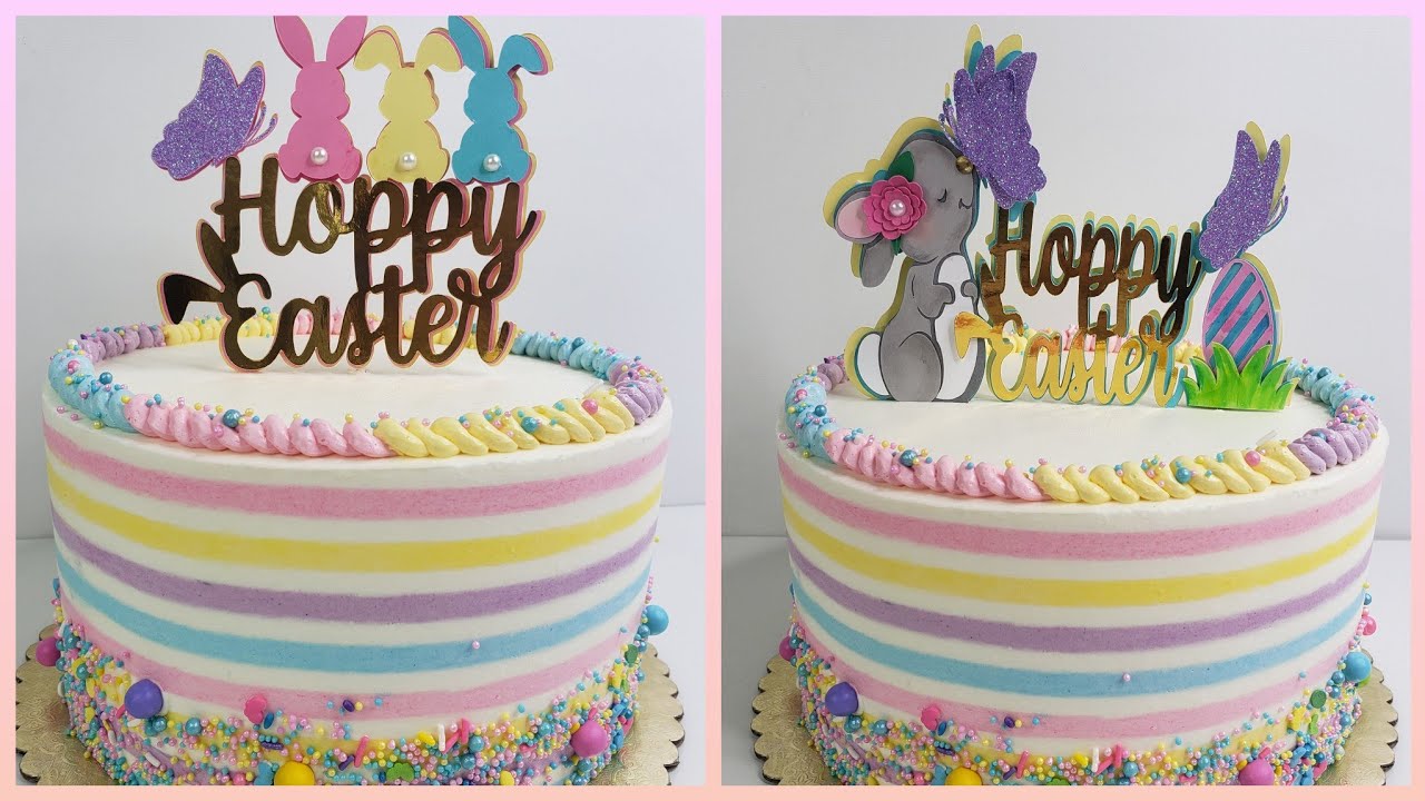 Pastel de líneas de colores | decoracion con merengue Italiano BUTTERCREAM! | Pastel para pascua