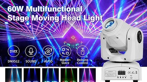 DJ Lights,White Moving LED Lights 60W RGBW Stage Light with Remote 8 GOBO 8 Pattern Spotlight