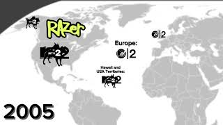 Evolution of Mtv2 logos by maps (1996-2026)