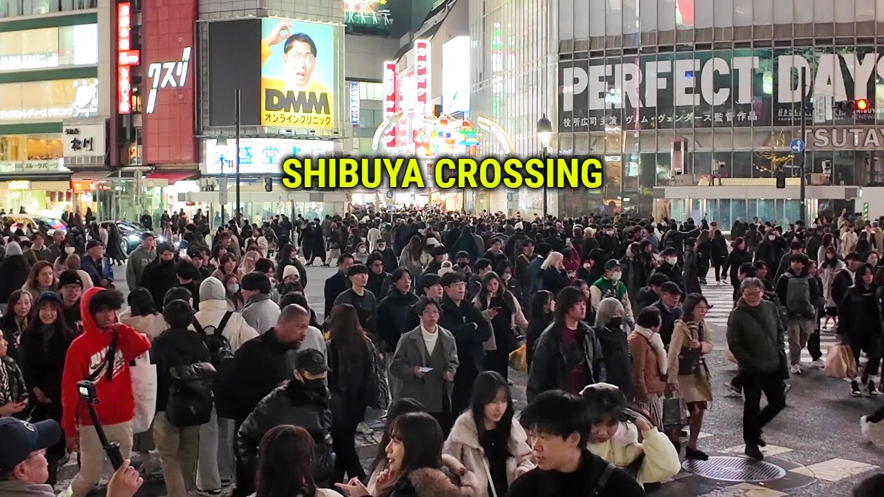 Super Busy Shibuya Scramble Crossing at End of Year in Shibuya