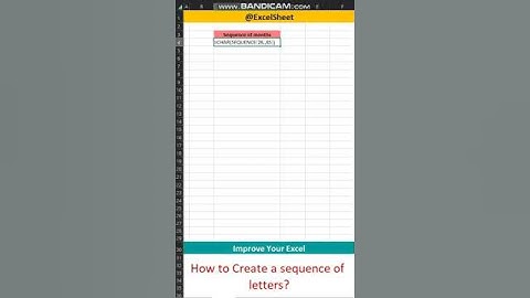 How to Create a sequence of letters? #excel #exceltips #exceltutorial #excelshortcuts
