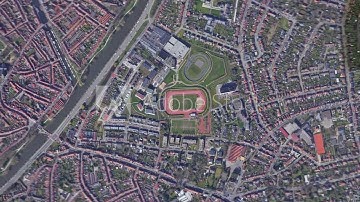 Zoom in from space and focus on Belgium, Bruges. 3D Animation. Background for travel intro.