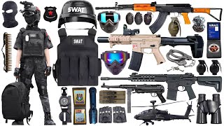 Special police weapon toy set unboxing,TEC9 submachine gun, assault rifle, Colt M1991 pistol, bomb