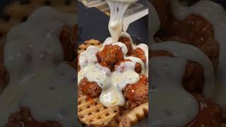 Insane Loaded Buffalo Chicken Waffle Fries
