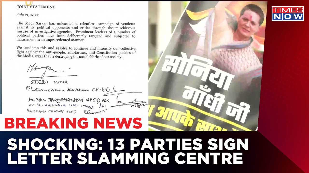 ED Vs Sonia Gandhi: 13 Opposition Parties Sign Letter Condemning Centre's Misuse Of Agencies