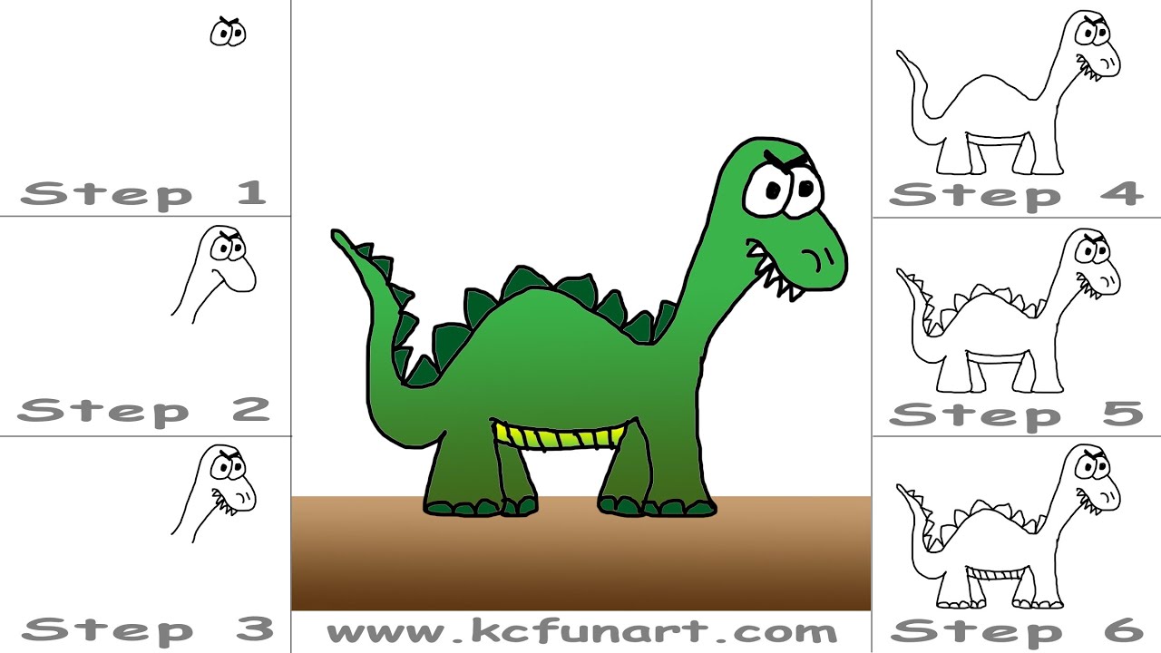 18-How To Draw A Cartoon Dinosaur - YouTube
