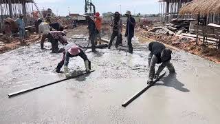 How to make a road construction. Concrete!30MPa , casting concrete of foundation road