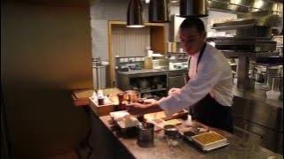 Royer prepares Hokkaido uni and caviar at Odette in Singapore