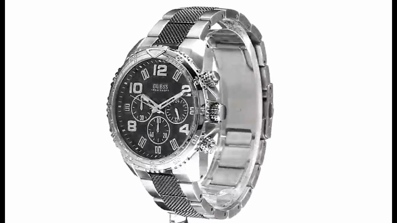 GUESS Men's U0598G3 Stainless Steel \u0026 Black Sport Chronograph Watch -  YouTube