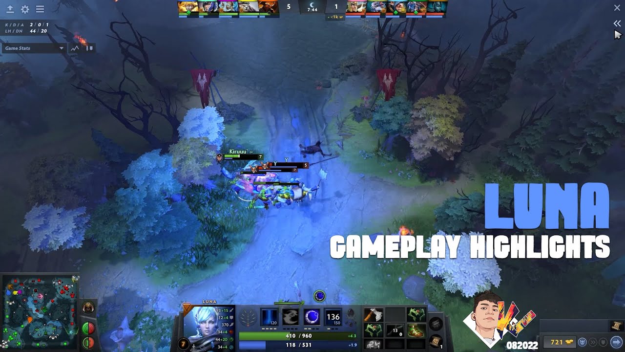 Dota 2 Luna rush Butterfly Gameplay Highlights 082022 - Kiruuu