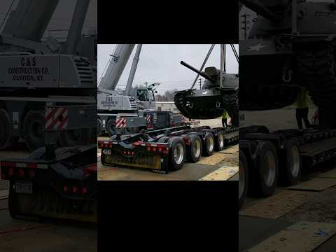 50-Ton M60 Main Battle Tank lifted by 200-Ton Crane & Loaded onto Heavy-Haul Truck #military #army