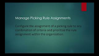 Manage Picking Rule Assignments