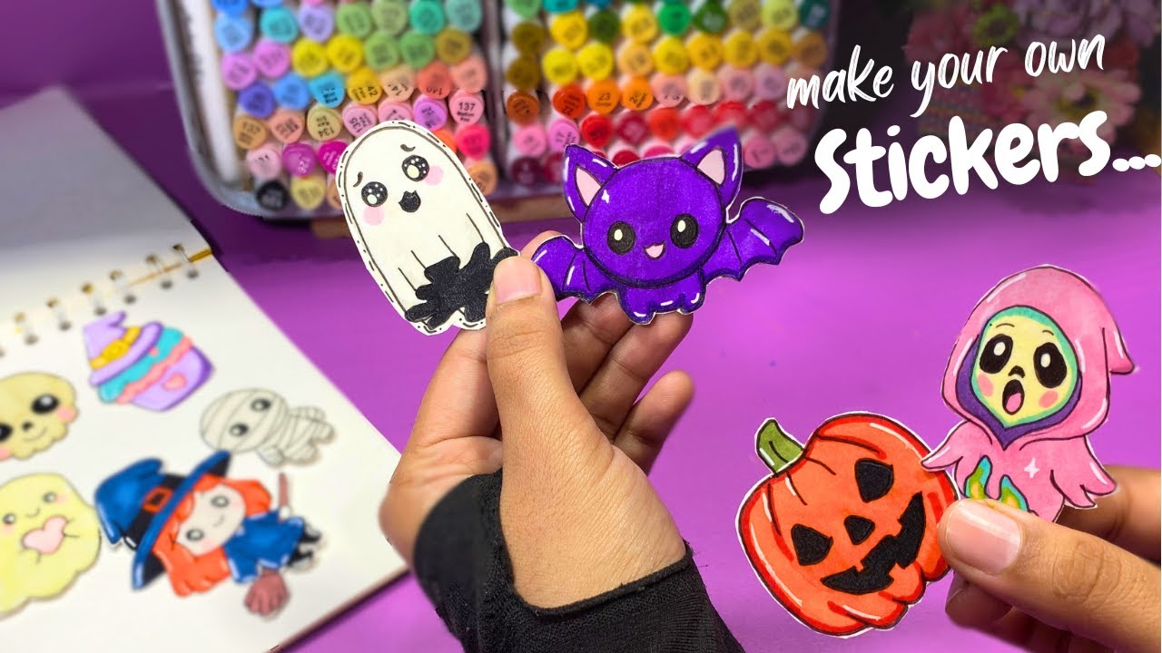 Cute Halloween Stickers DIY for Beginners | SO CUTE & EASY Halloween Stickers Anyone Can Make | ASMR