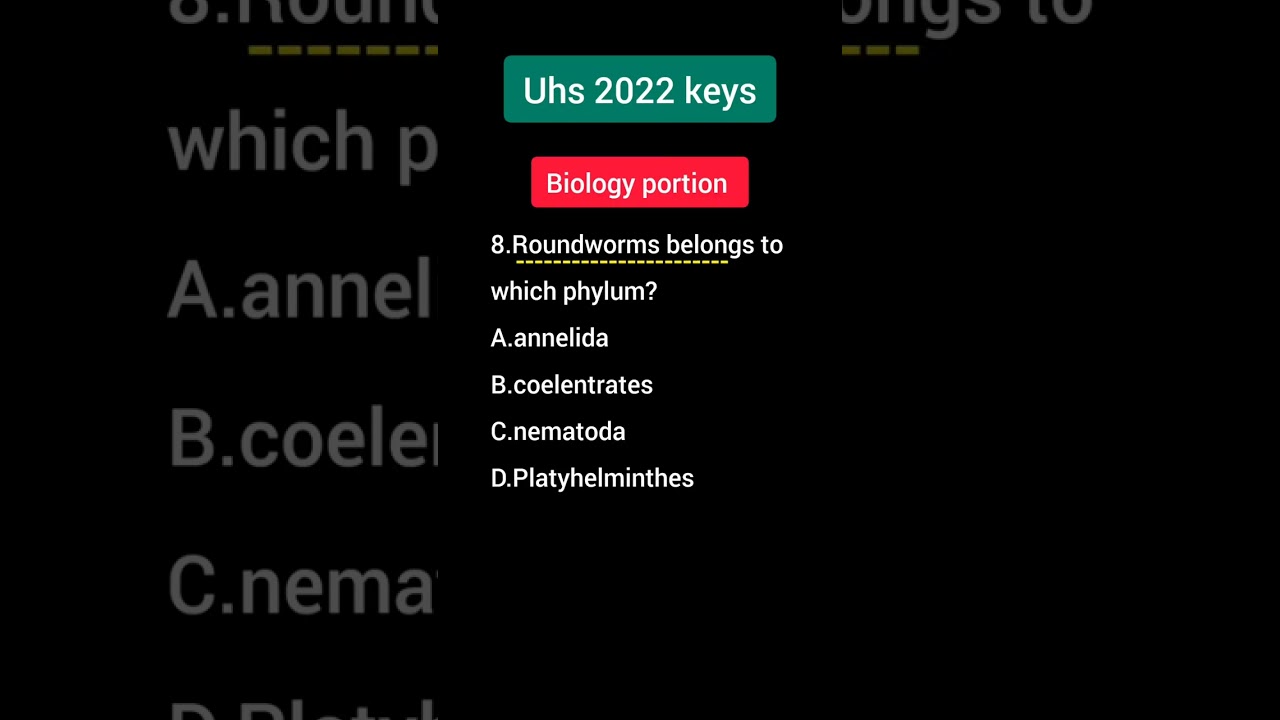 UHS BIOLOGY 2022 keys |UHS MCAT 2022keys |Part 8| @mdcattest  