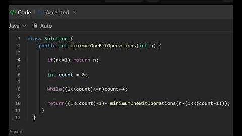1611 Minimum One Bit Operations to Make Integers Zero 11 8 2025