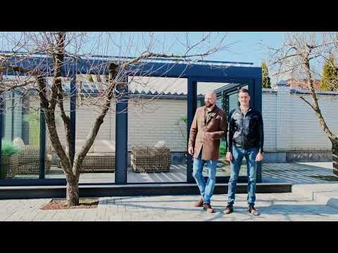 Биоклиматическая пергола Exterhaus, террасная доска из ДПК, садовая мебель Skyline Design