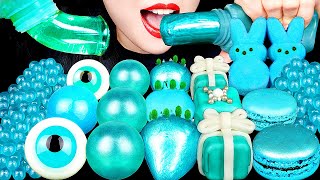 ASMR TEAL HONEY JELLY, EDIBLE GIFT BOX, MACARON GUMMY CANDY CHOCOLATE STARWBERRIES EATING SOUNDS 꿀젤리