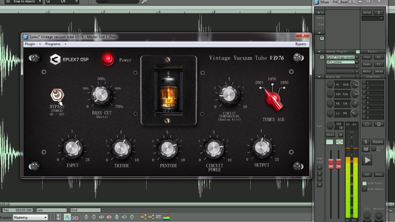 Processing synthwave retrowave beat with Vacuum tube plugin VD76 by Eplex7