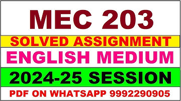 mec 203 solved assignment 2024-25 | mec 203 solved assignment in english 2025 | mec 203 2024-25