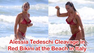 Alessia Tedeschi Cleavage in Red Bikini at the Beach in Italy | Pokies