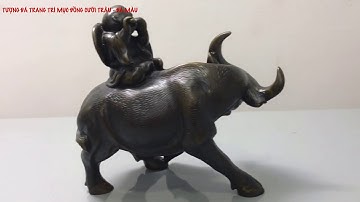 Tượng Đá Trang Trí Mục Đồng Cưỡi Trâu - Đá Màu