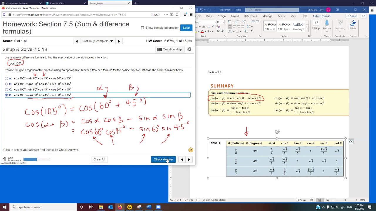 Section7 5 Sum Difference Formulas - YouTube