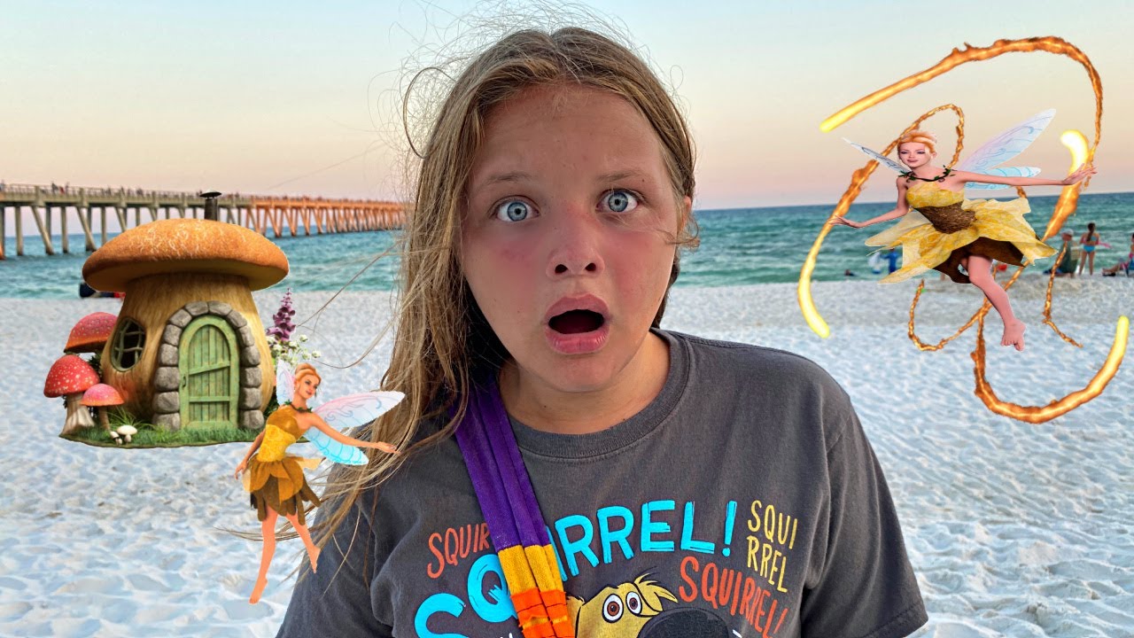 FAIRIES at THE BEACH!! Aubrey Finds Fairy Houses Buried in The Sand