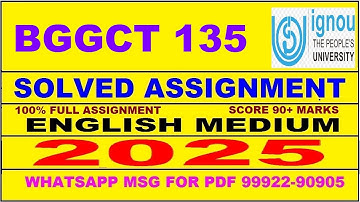 BGGCT 135 solved assignment 2025 | BGGCT 135 solved assignment 2025 in English | ignou BGGCT135 2025