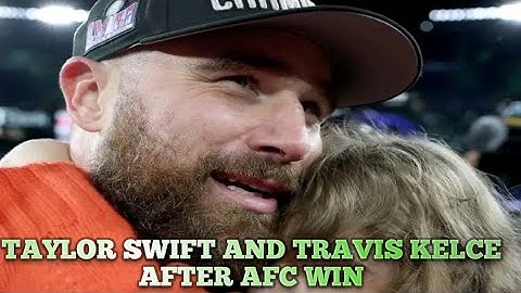 Travis Kelce & Taylor Swift celebrate on field after Chiefs win AFC title ❤️ | NFL on ESPN