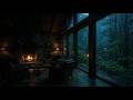 🔥 LIVE Cozy Cabin Rain Sounds (No Ads) 🌧️ Fireplace &amp; Forest Window Ambience for Deep Sleep
