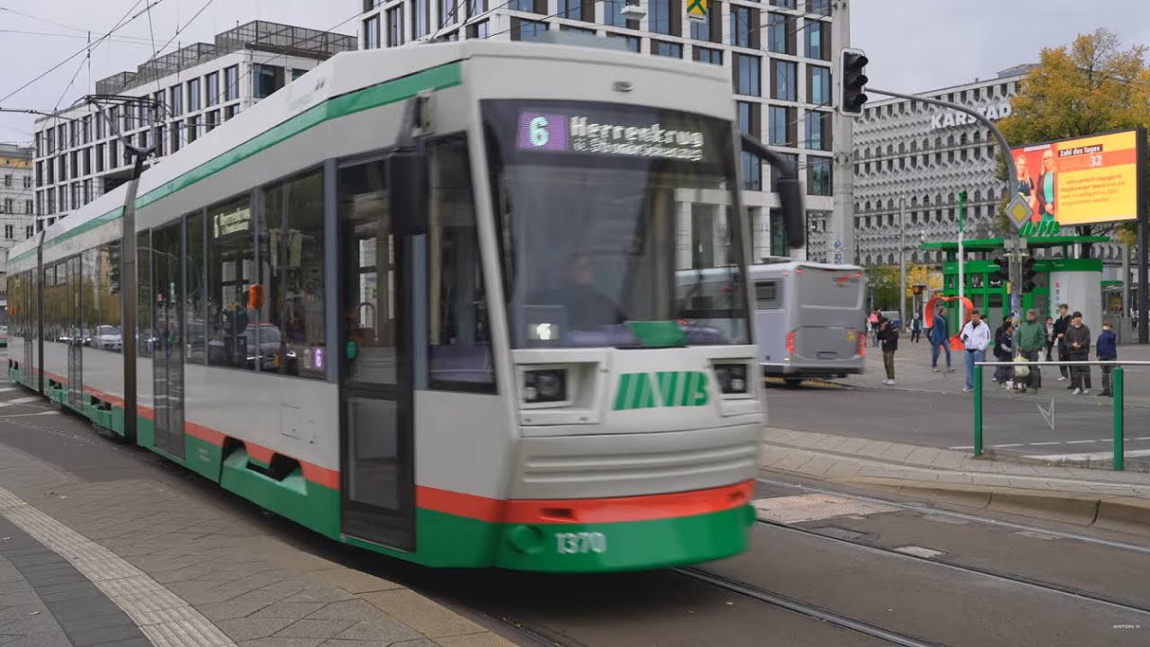 Germany, Magdeburg, tram 6 ride from Allee Center to Bahnhof Herrenkrug