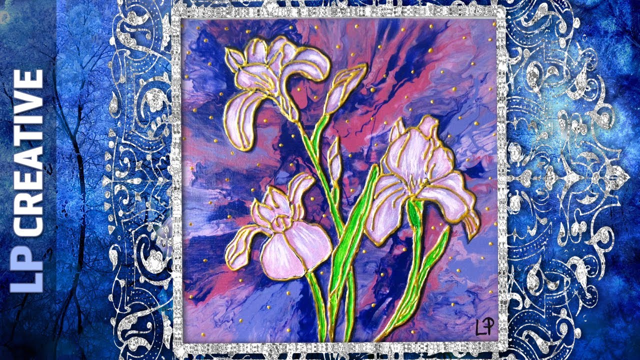 IRIS FLOWERS🎨Acrylic Pouring & Glue Gun Tutorial – LP CREATIVE - YouTube