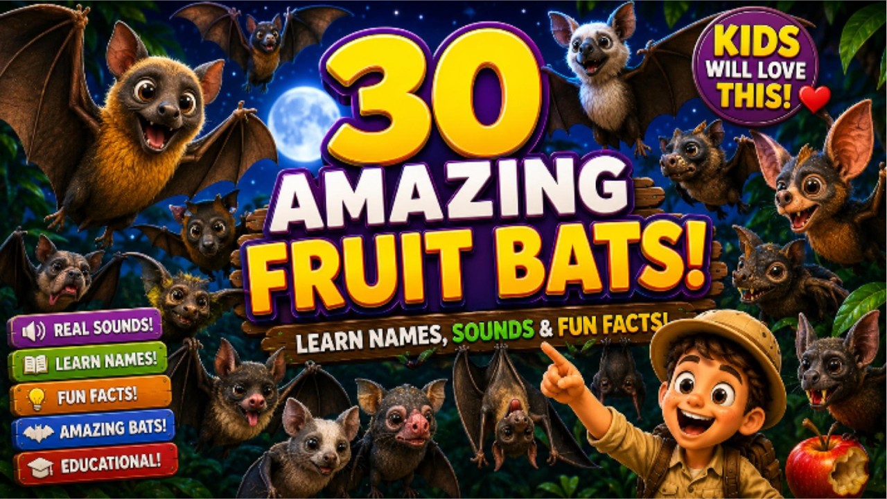 30 Amazing Bats for Kids 🦇 Learn Bat Names and Sounds | Flying Foxes ...