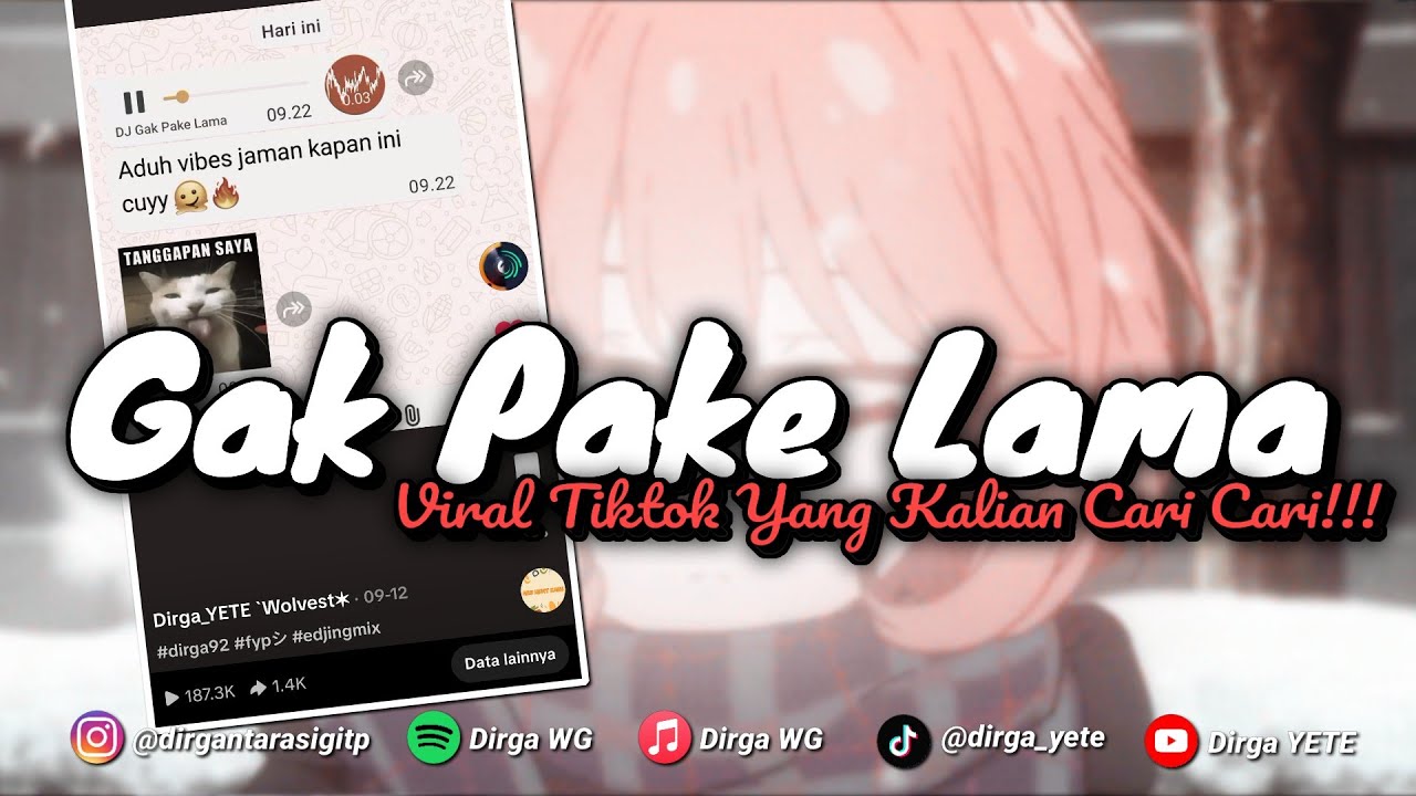 DJ GAK PAKE LAMA MENGKANE VIRAL TIKTOK DIRGA YETE YANG KALIAN CARI CARI!!! 🎧
