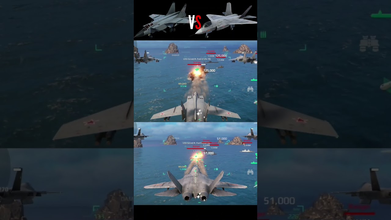 MIG-31BM FOXHOUND VS J-35 BURST DAMAGE COMPARING IN MODERN WARSHIPS🔥🔥