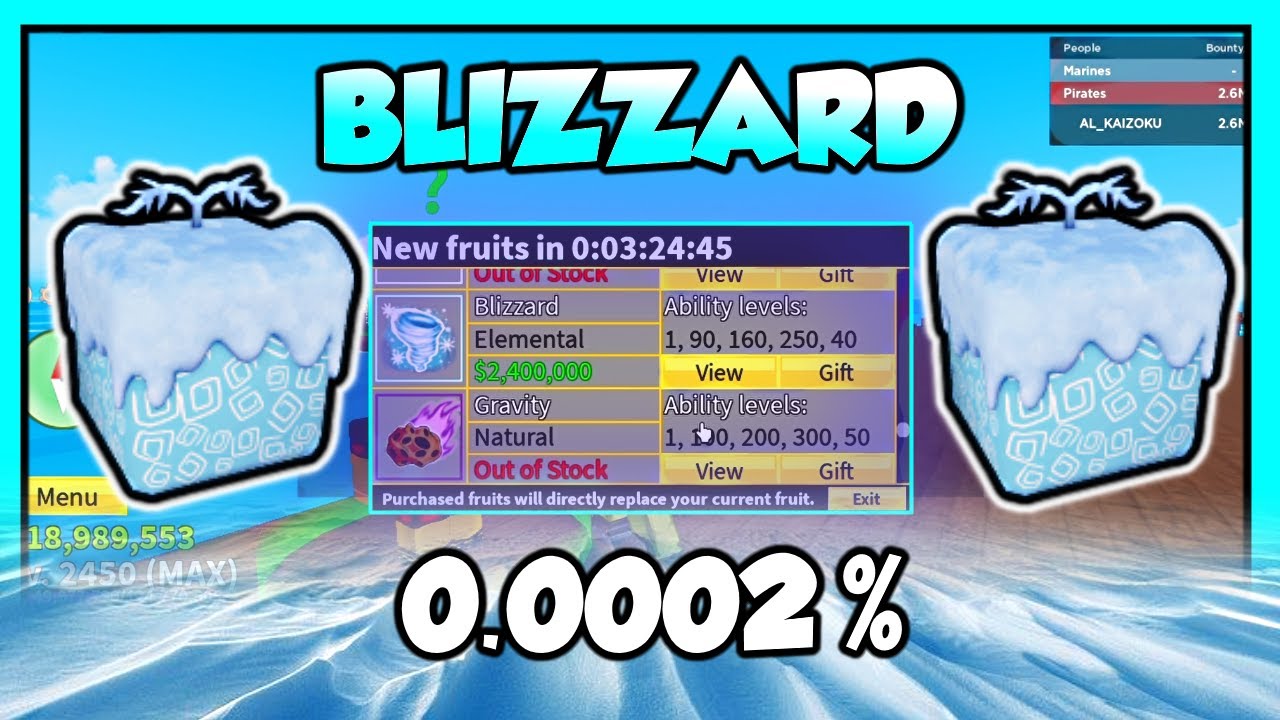 🔴 Showcase Blizzard Fruit !!  Blox Fruit Bizzard Fruit 