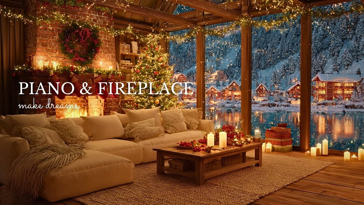 Relaxing Christmas Piano by the Fireplace 🎄 Cozy Winter Ambience for ...