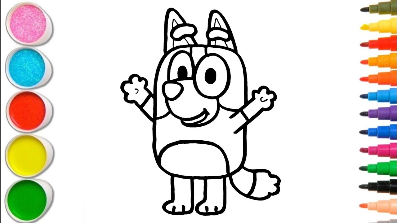 Милый рисунок, раскраска и рисование Блюи для детей и малышей. Как нарисовать Блюи | Детское твор...