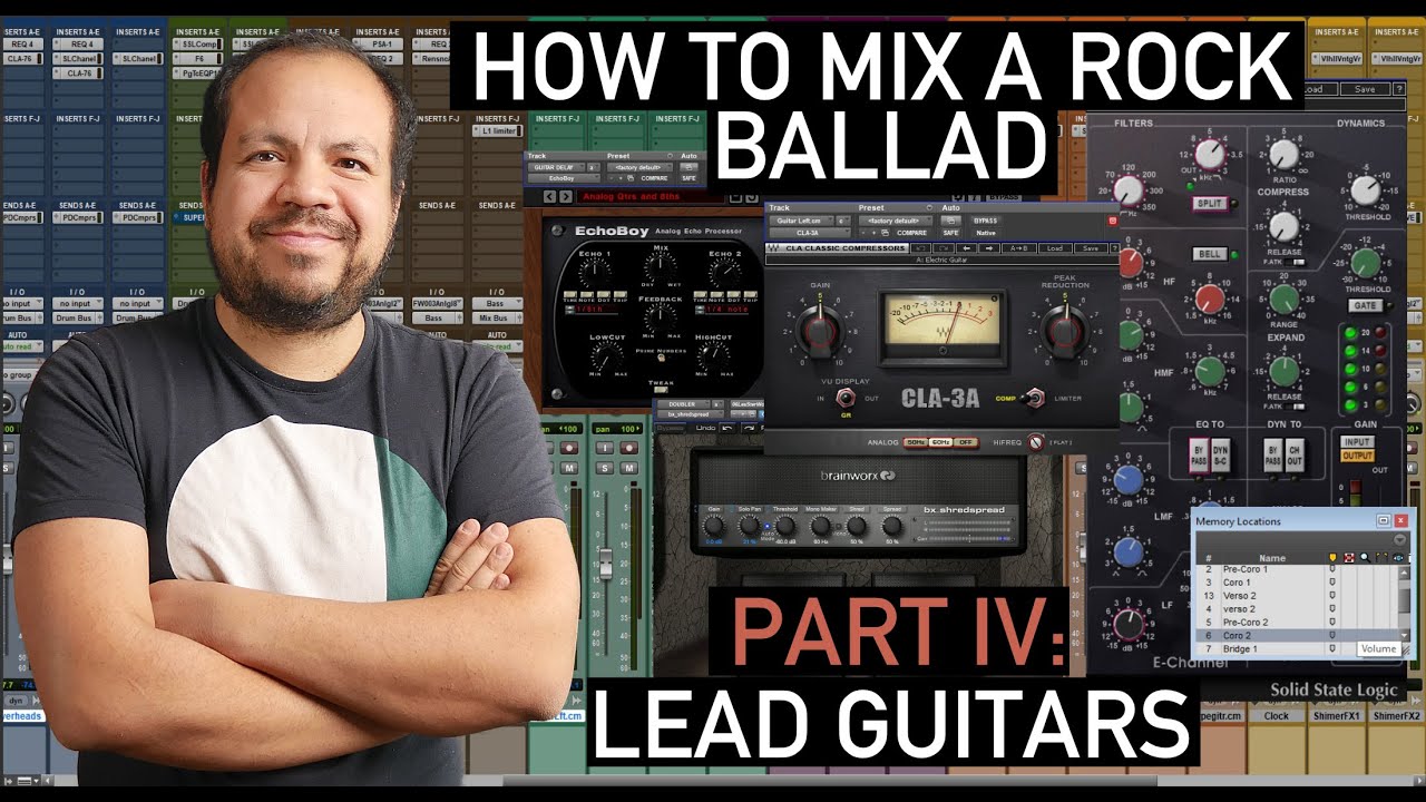 HOW TO MIX LEAD GUITARS FOR A ROCK BALLAD - In Pro Tools using Waves SSL Channel and waves CLA-3A