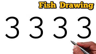 Fish Drawing From 3333 Number Creative Drawing Tutorial