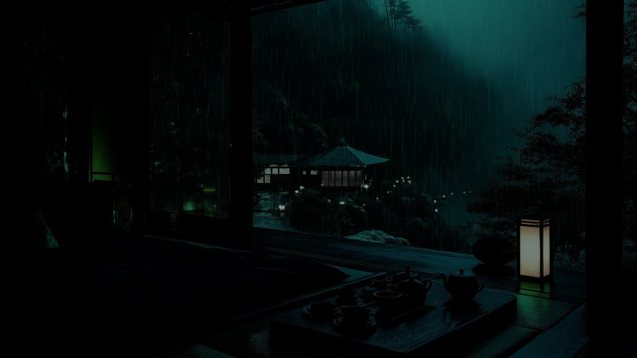 Rain Sounds in a Dark Bedroom (No Ads) 🌧 | Relaxing Japanese Rainy Night for Deep Sleep & Relaxation