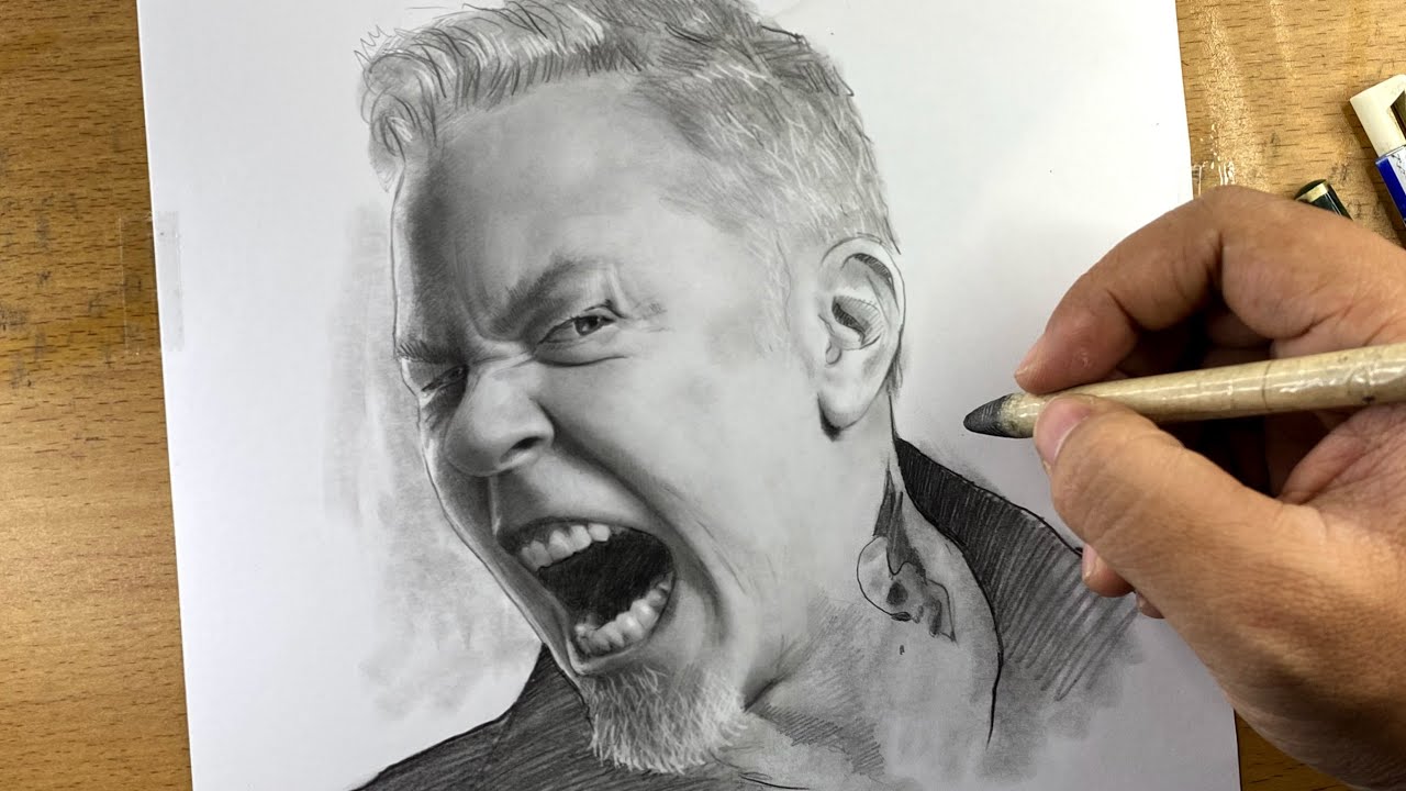 James Hetfield Realistic drawing with pencil YouTube