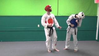 Roundhouse, Roundhouse, Crescent Kick Combination - Basic Olympic Taekwondo Sparring Moves