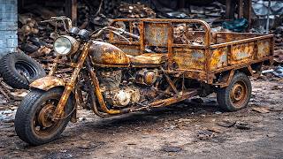 Abandoned Three-Wheel Cargo Motorcycle Restoration: From Severe Rust Scrap to Powerful Machine Again